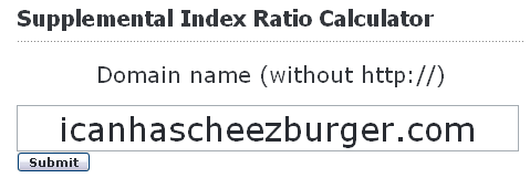 The interface for the supplemental index calculator 